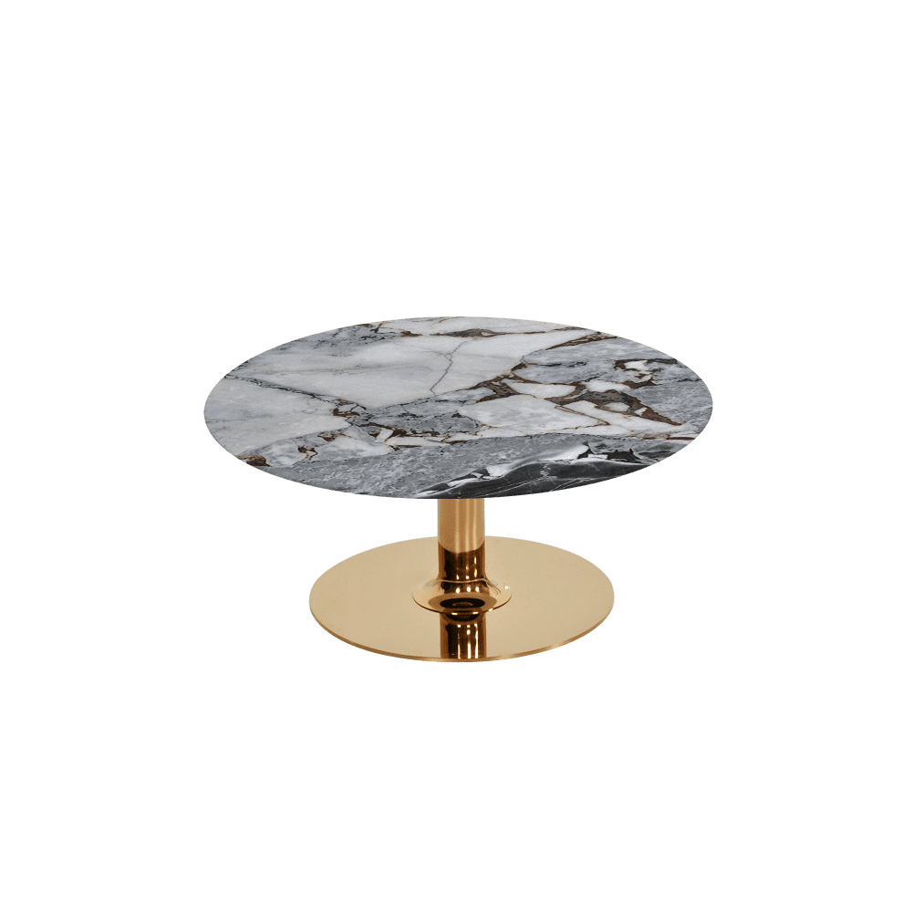 BELLA – Mix & Match Marble Coffee Table with Gold Coloured Stainless Steel Base (800mm)