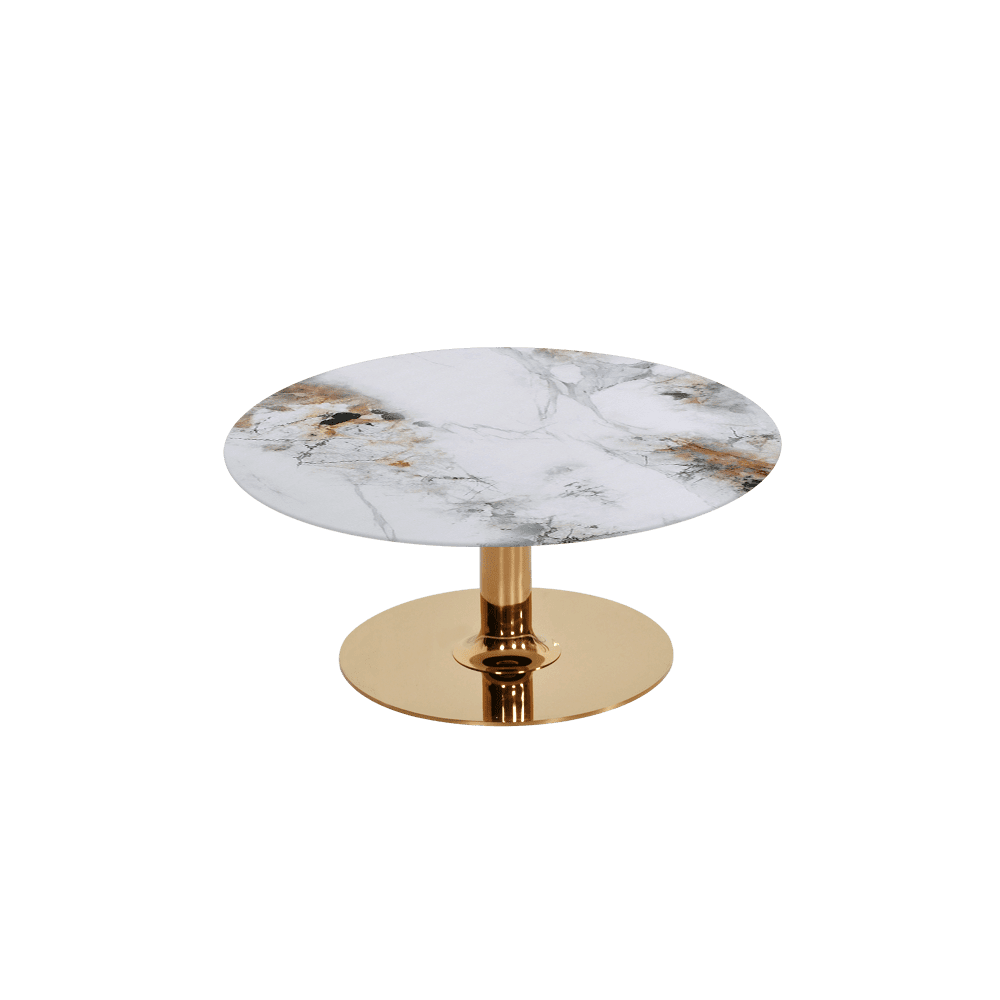 BELLA – Mix & Match Marble Coffee Table with Gold Coloured Stainless Steel Base (800mm)