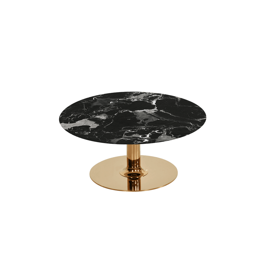 BELLA – Mix & Match Marble Coffee Table with Gold Coloured Stainless Steel Base (800mm)