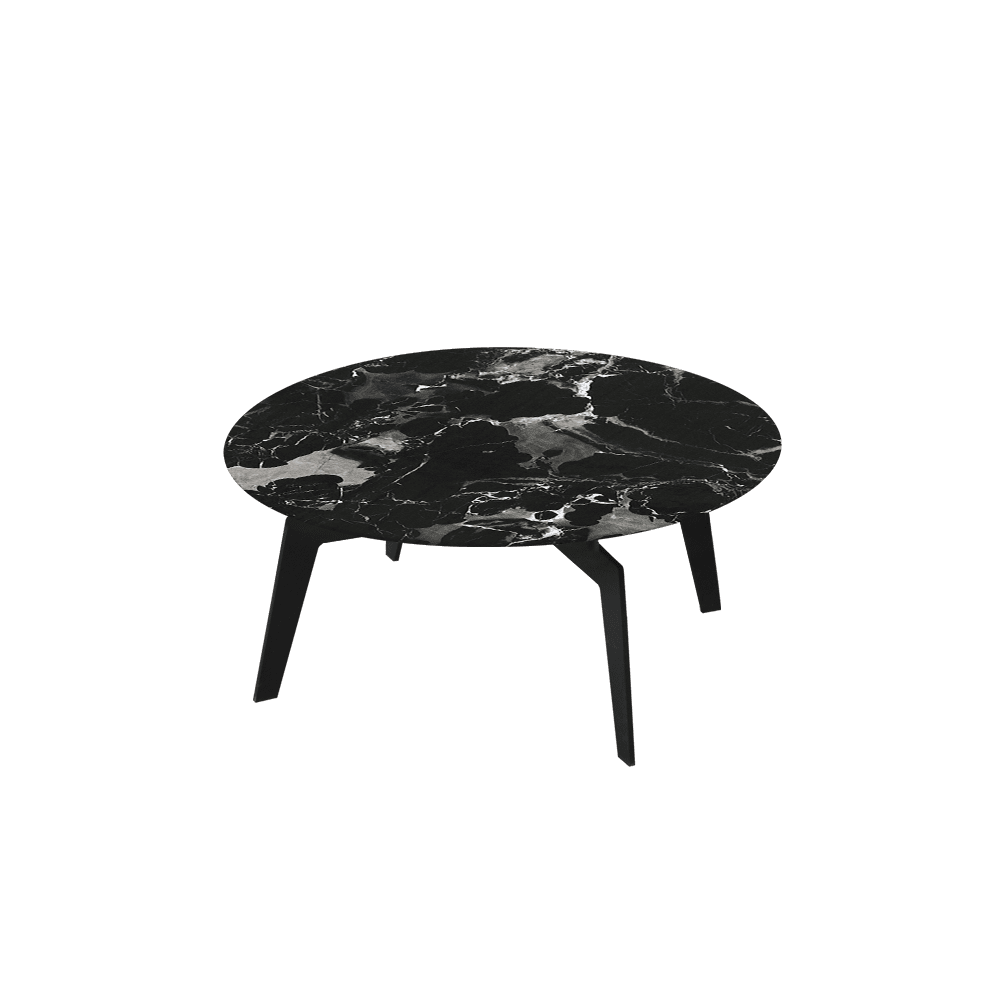 ELENA – Mix & Match Marble Coffee Table with Black Metal Leg (0.8m)