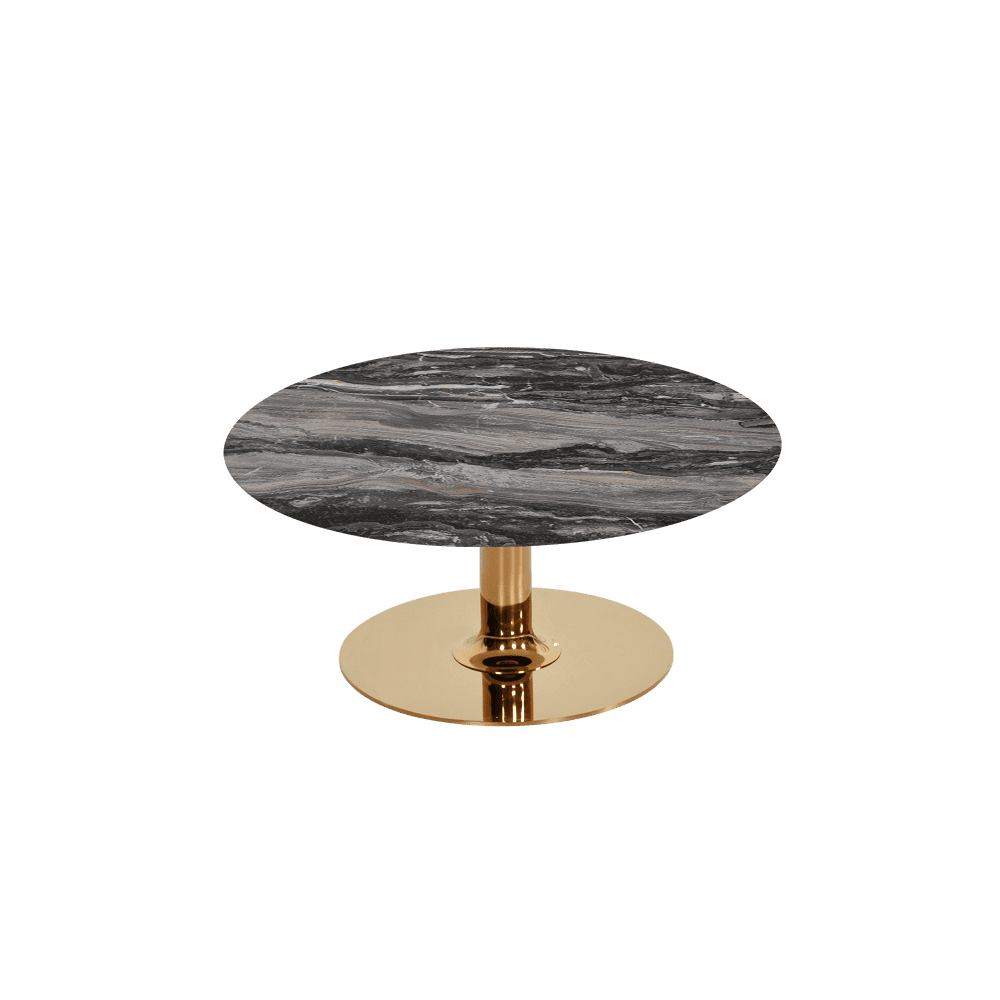 BELLA – Mix & Match Marble Coffee Table with Gold Coloured Stainless Steel Base (800mm)