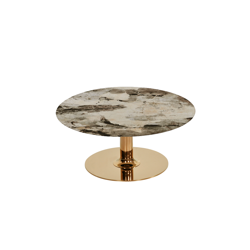 BELLA – Mix & Match Marble Coffee Table with Gold Coloured Stainless Steel Base (800mm)