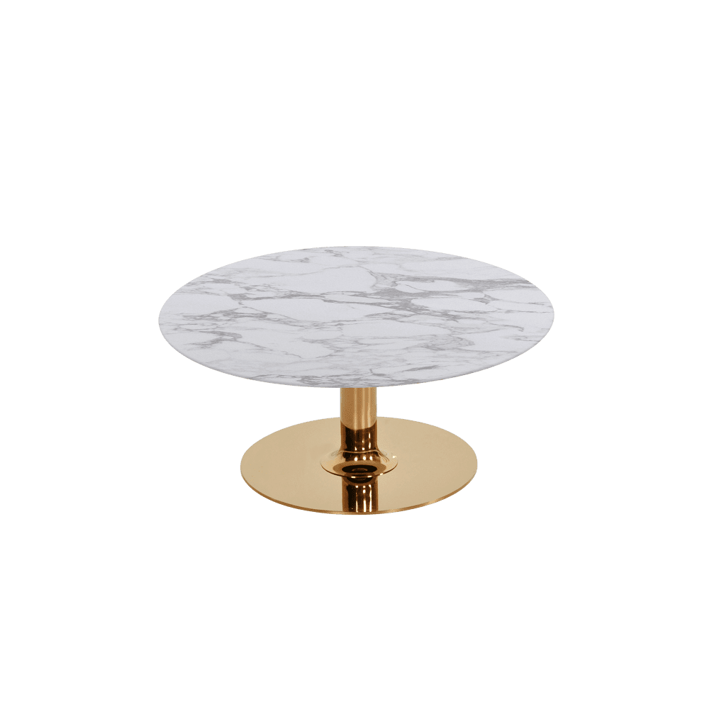 BELLA – Mix & Match Marble Coffee Table with Gold Coloured Stainless Steel Base (800mm)
