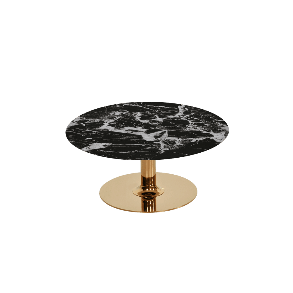 BELLA – Mix & Match Marble Coffee Table with Gold Coloured Stainless Steel Base (800mm)