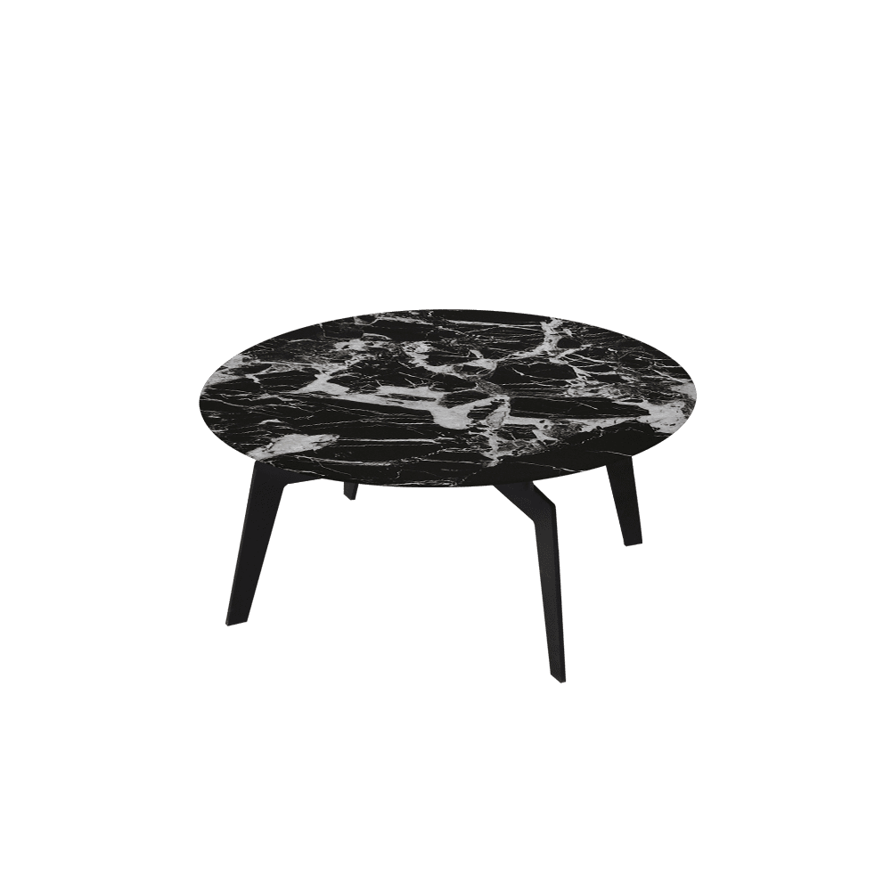 ELENA – Mix & Match Marble Coffee Table with Black Metal Leg (0.8m)