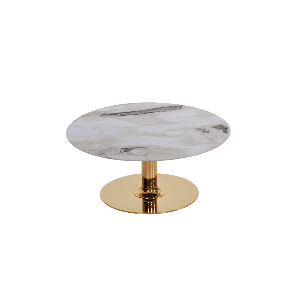 BELLA – Mix & Match Marble Coffee Table with Gold Coloured Stainless Steel Base (800mm)