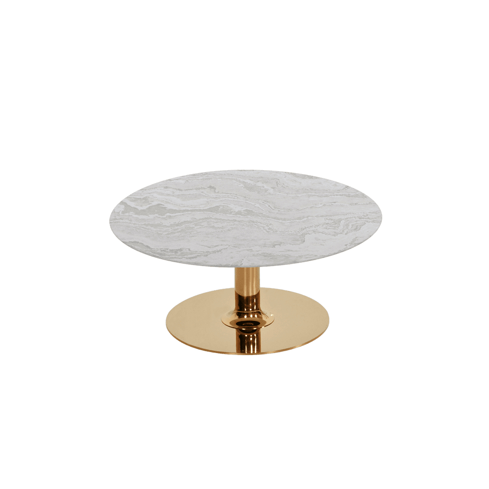 BELLA – Mix & Match Marble Coffee Table with Gold Coloured Stainless Steel Base (800mm)