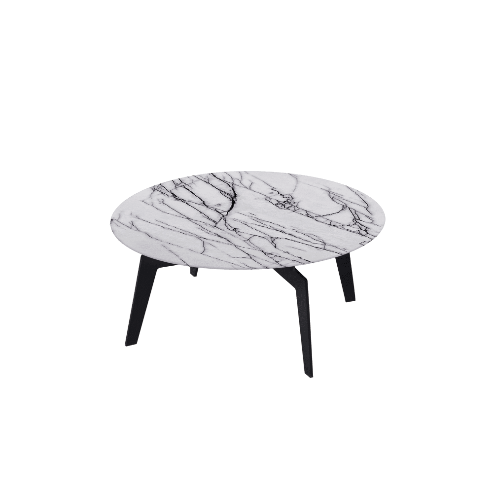 ELENA – Mix & Match Marble Coffee Table with Black Metal Leg (0.8m)