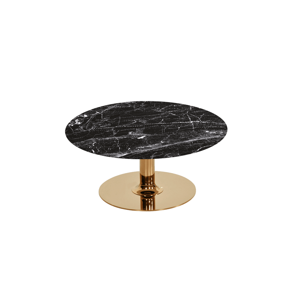 BELLA – Mix & Match Marble Coffee Table with Gold Coloured Stainless Steel Base (800mm)
