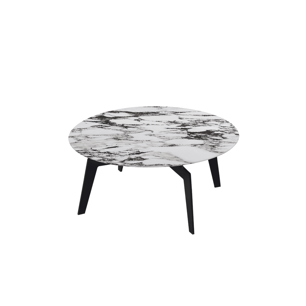 ELENA – Mix & Match Marble Coffee Table with Black Metal Leg (0.8m)