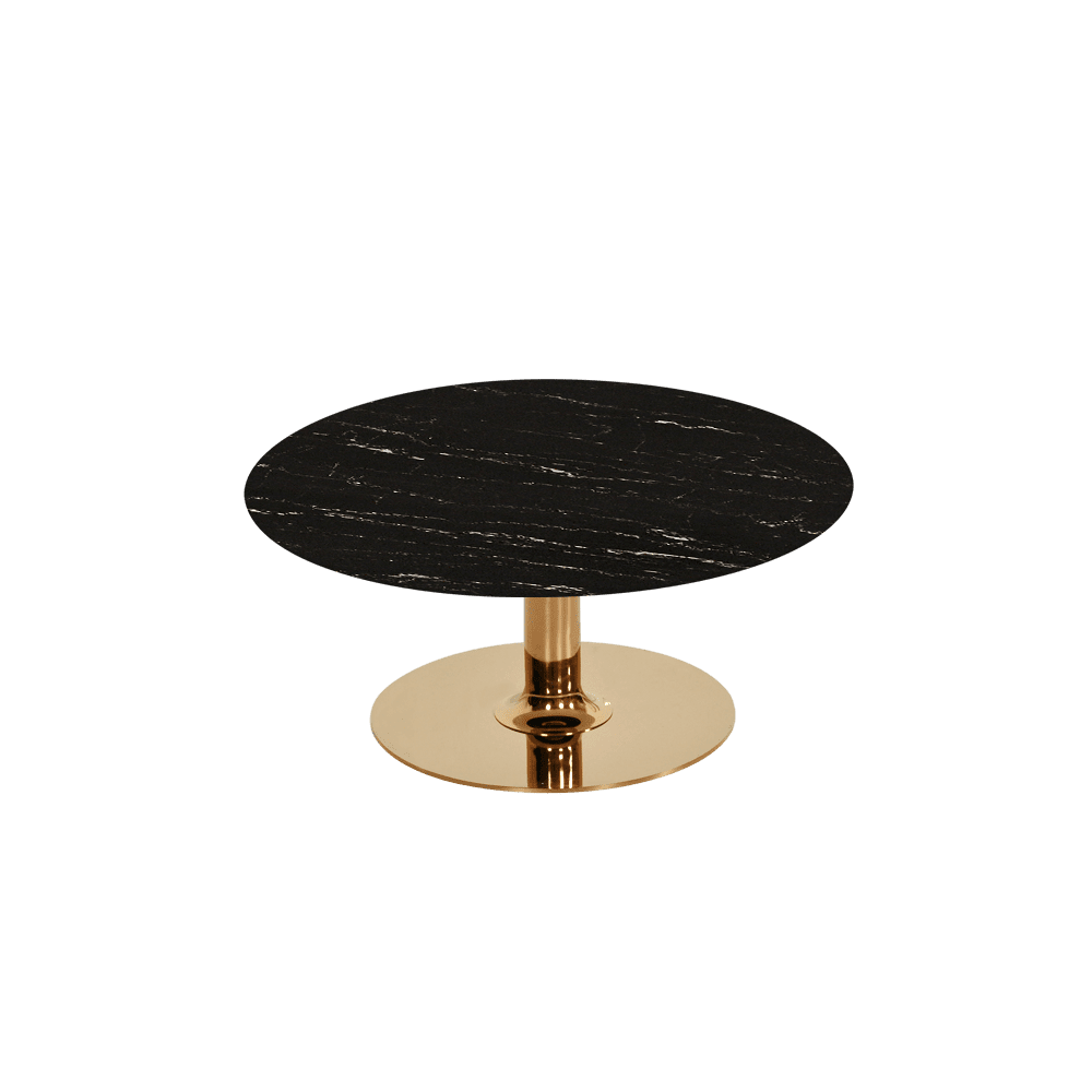 BELLA – Mix & Match Marble Coffee Table with Gold Coloured Stainless Steel Base (800mm)