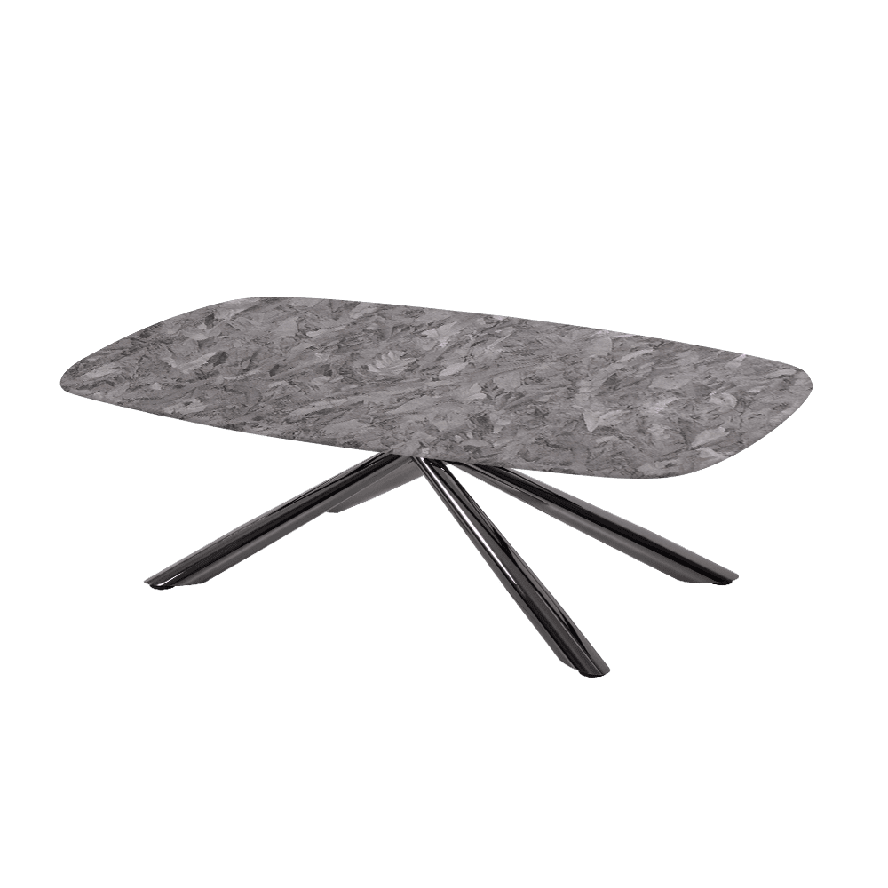XYLIA – Mix & Match Marble Coffee Table with Black Glossy Metal Leg (1200mm x 700mm)