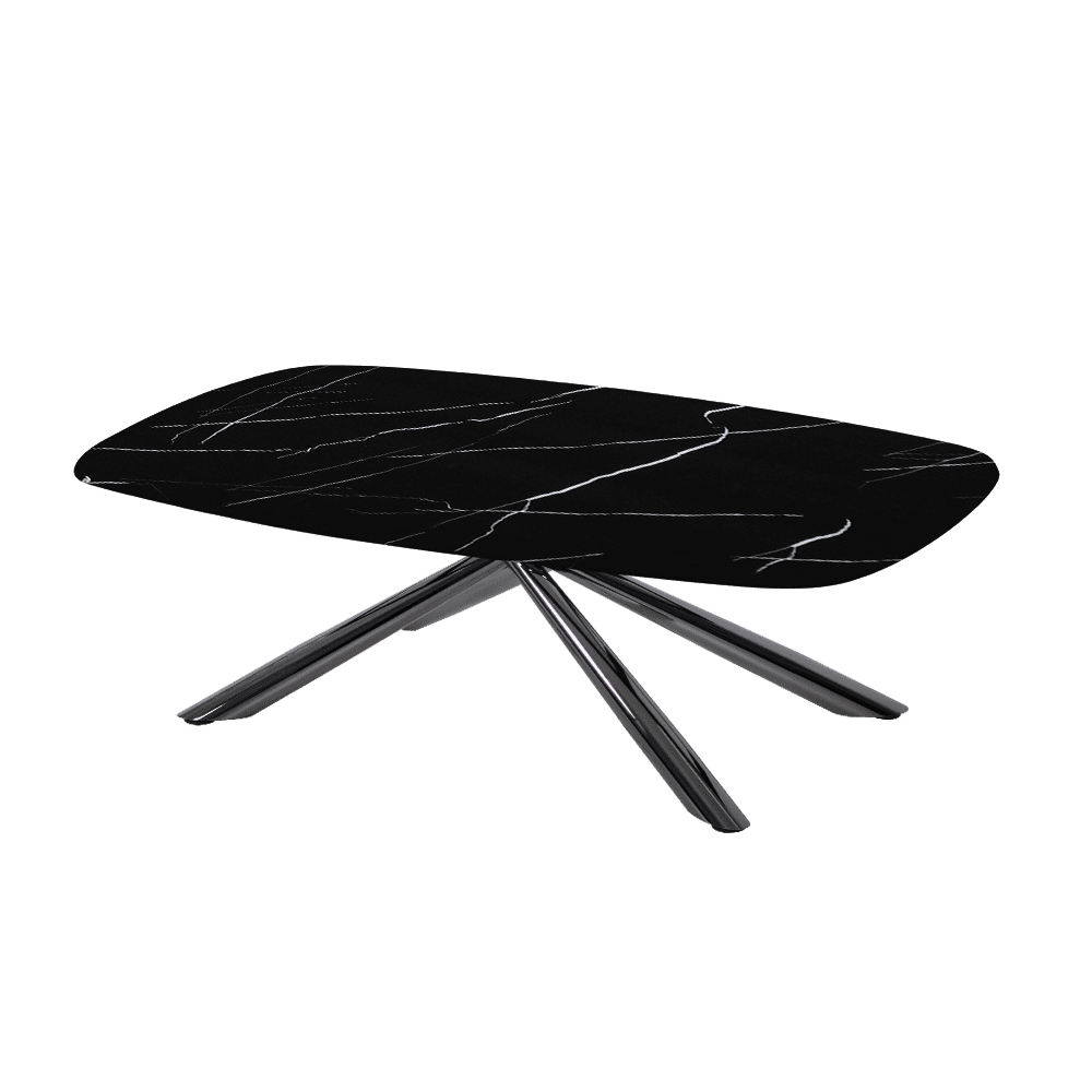 XYLIA – Mix & Match Marble Coffee Table with Black Glossy Metal Leg (1200mm x 700mm)