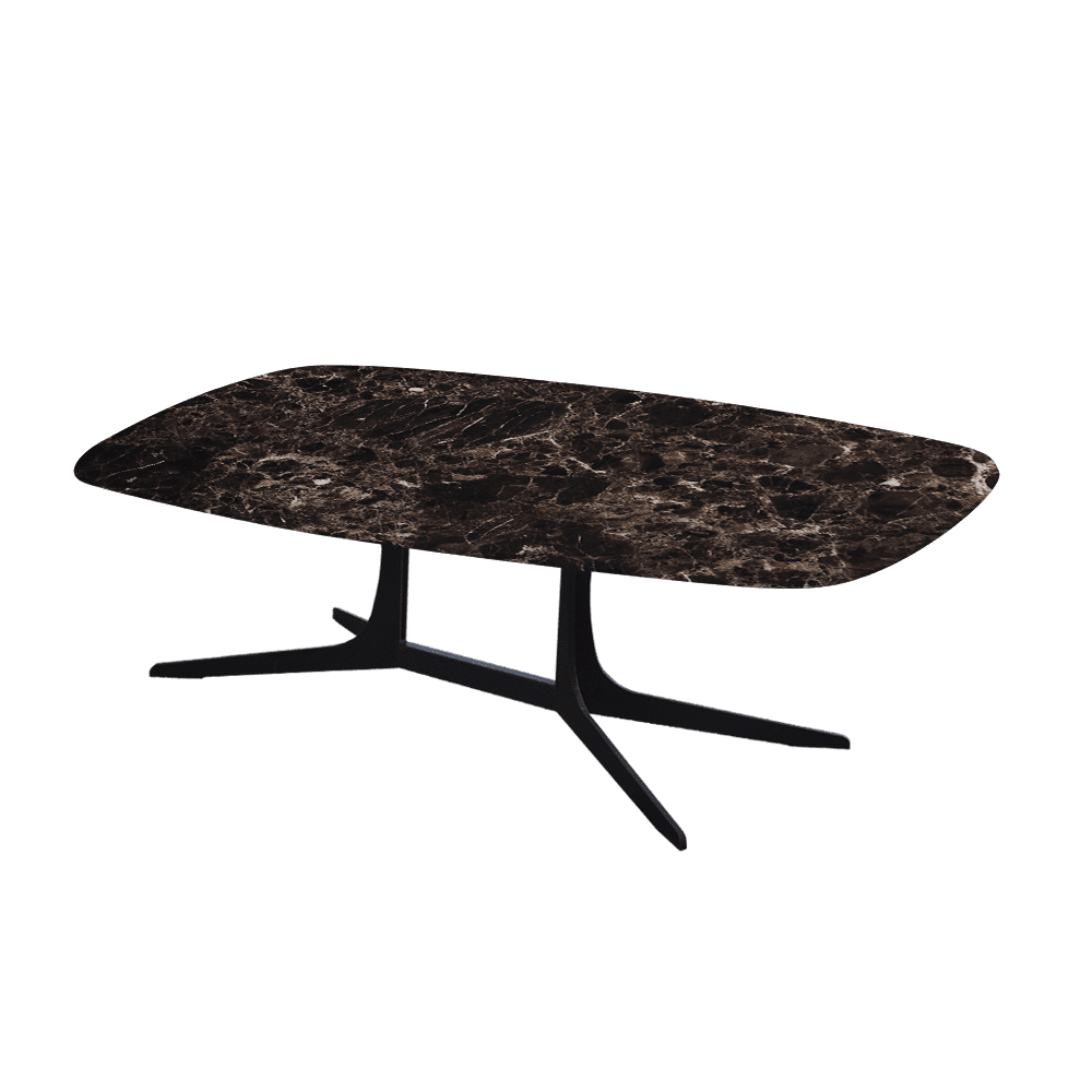 HANNA – Mix & Match Marble Coffee Table with Black Metal Leg (1200mm x 700mm)