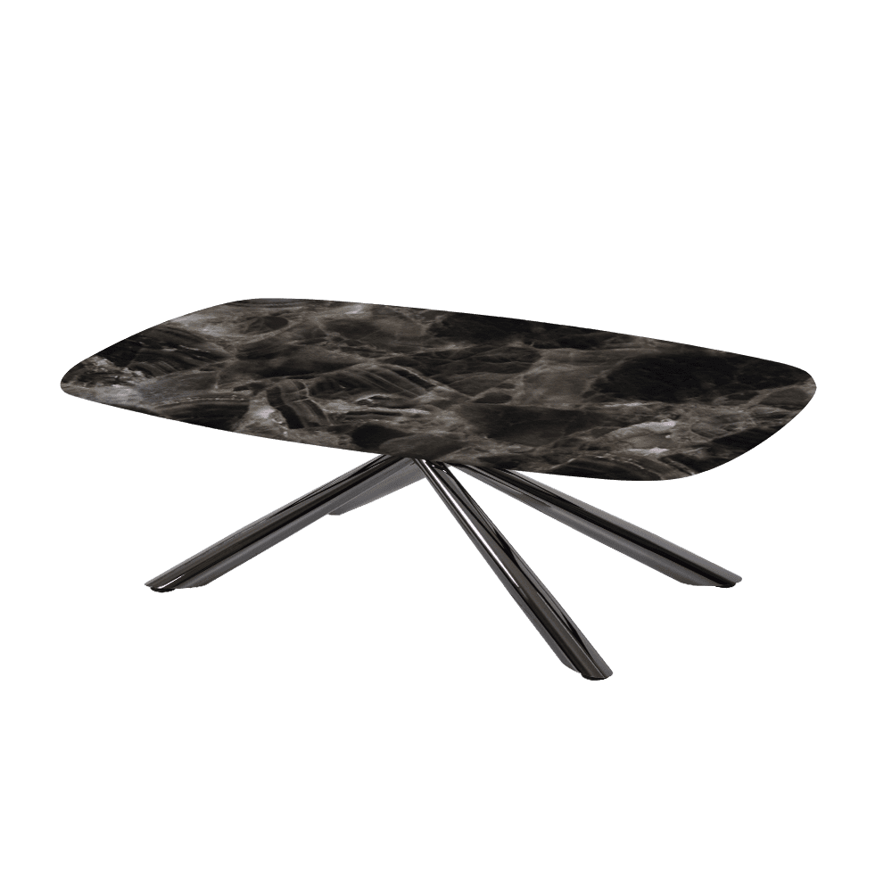 XYLIA – Mix & Match Marble Coffee Table with Black Glossy Metal Leg (1200mm x 700mm)