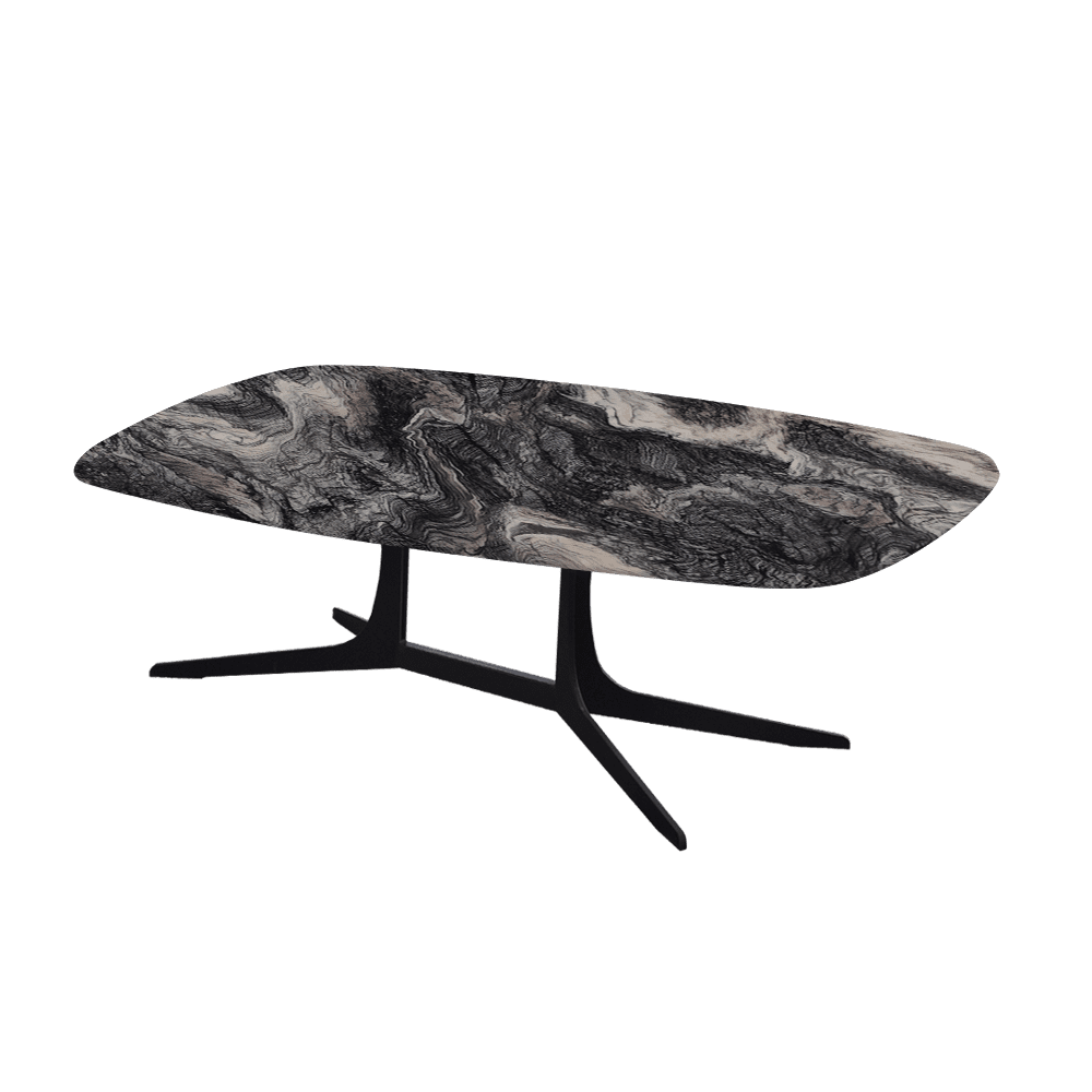 HANNA – Mix & Match Marble Coffee Table with Black Metal Leg (1200mm x 700mm)