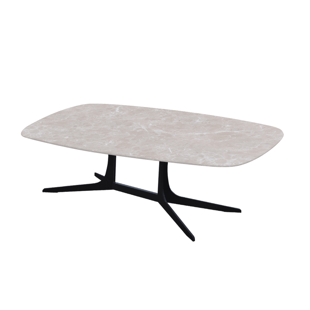 HANNA – Mix & Match Marble Coffee Table with Black Metal Leg (1200mm x 700mm)