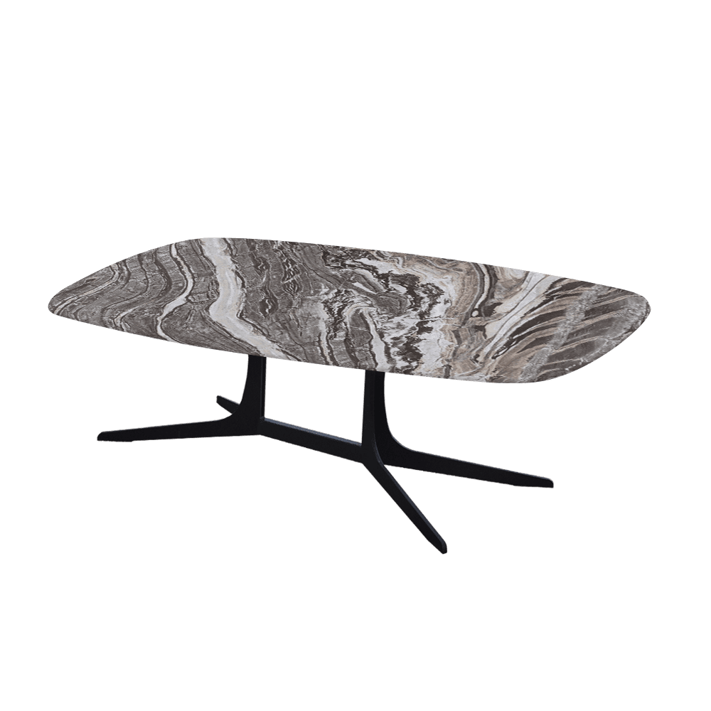 HANNA – Mix & Match Marble Coffee Table with Black Metal Leg (1200mm x 700mm)