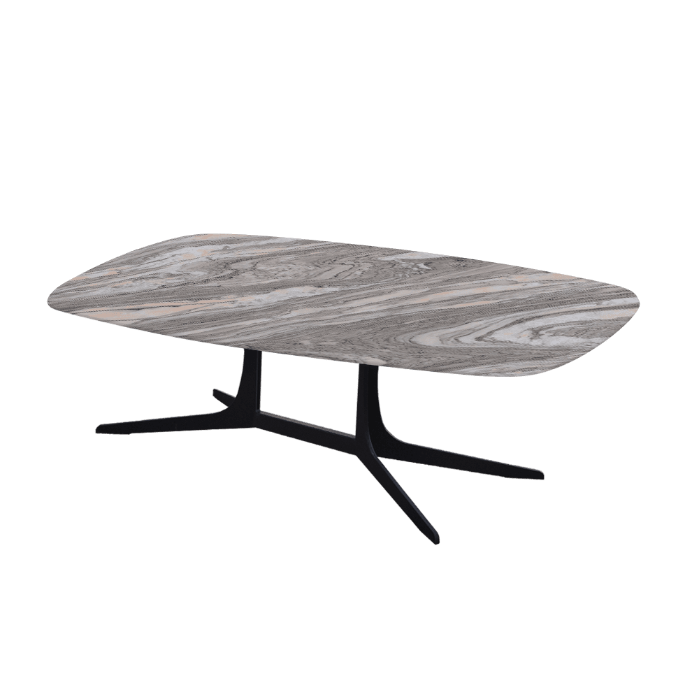 HANNA – Mix & Match Marble Coffee Table with Black Metal Leg (1200mm x 700mm)