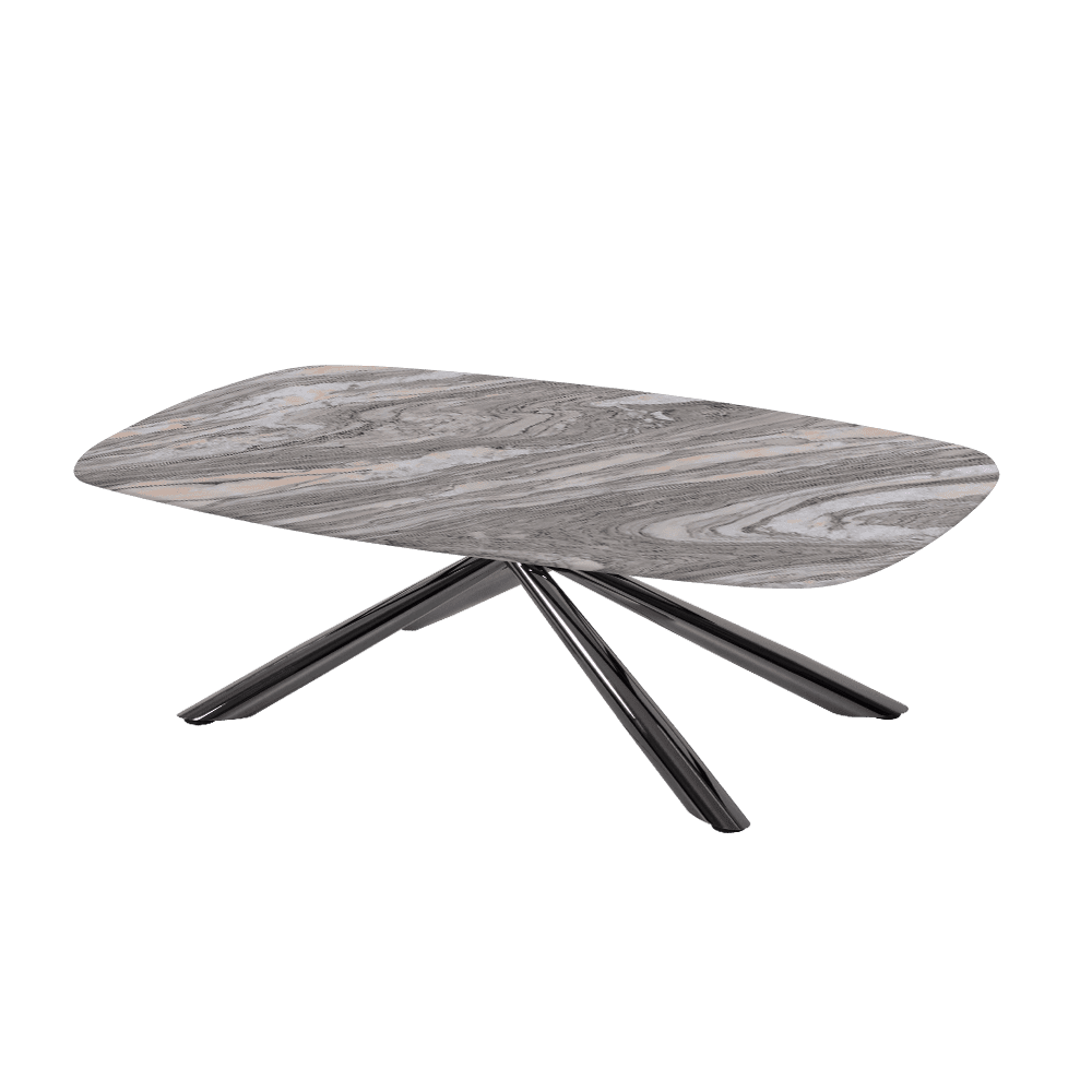 XYLIA – Mix & Match Marble Coffee Table with Black Glossy Metal Leg (1200mm x 700mm)