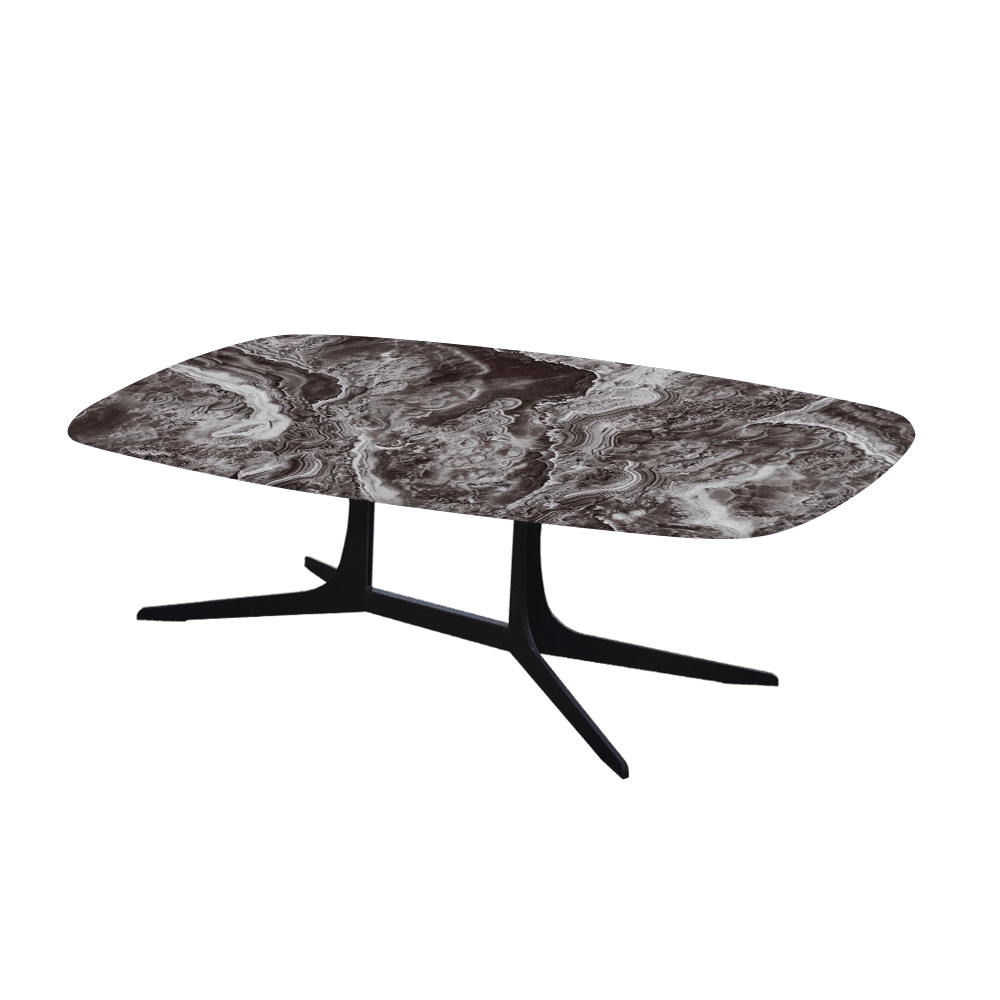 HANNA – Mix & Match Marble Coffee Table with Black Metal Leg (1200mm x 700mm)