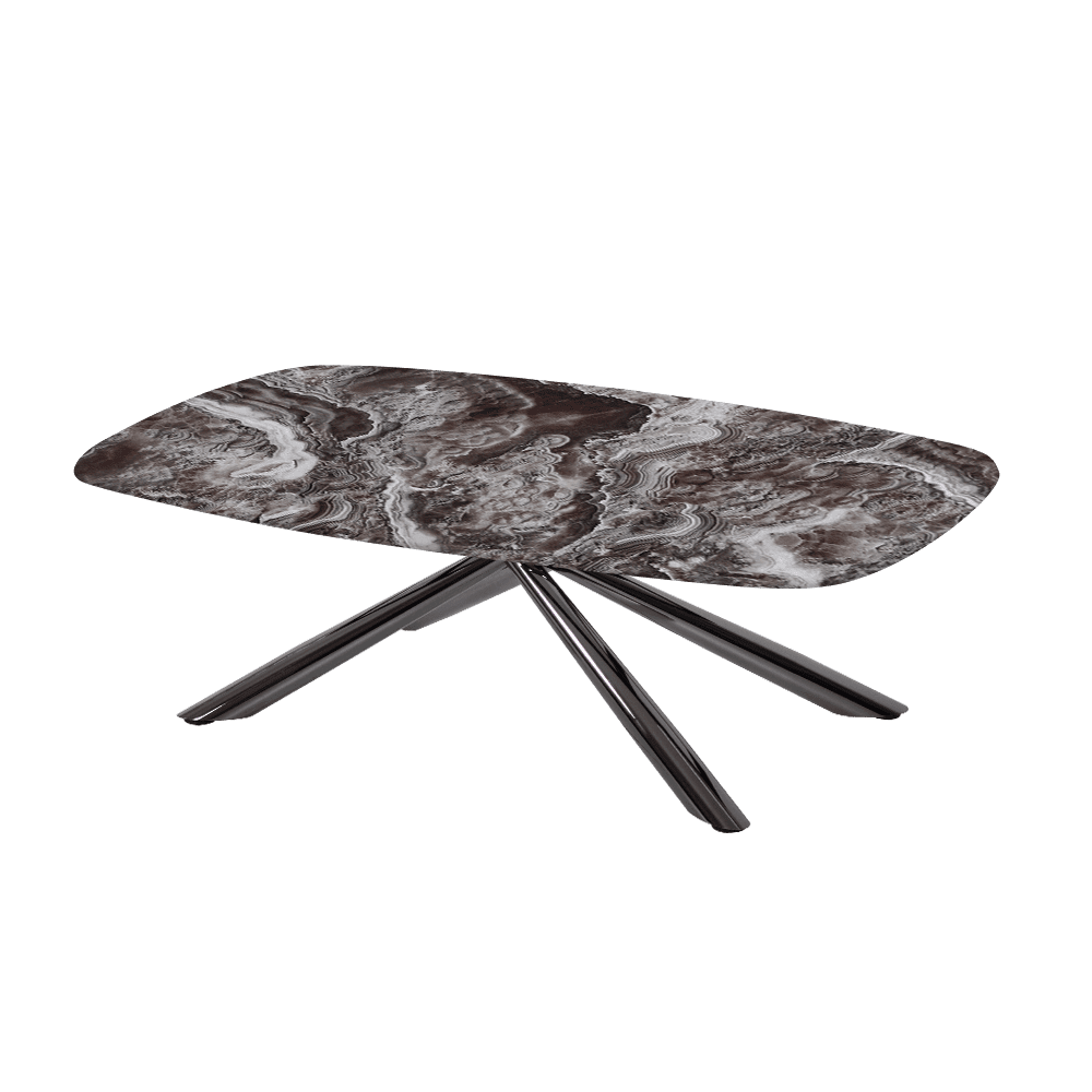 XYLIA – Mix & Match Marble Coffee Table with Black Glossy Metal Leg (1200mm x 700mm)