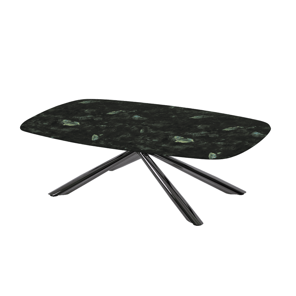 XYLIA – Mix & Match Marble Coffee Table with Black Glossy Metal Leg (1200mm x 700mm)