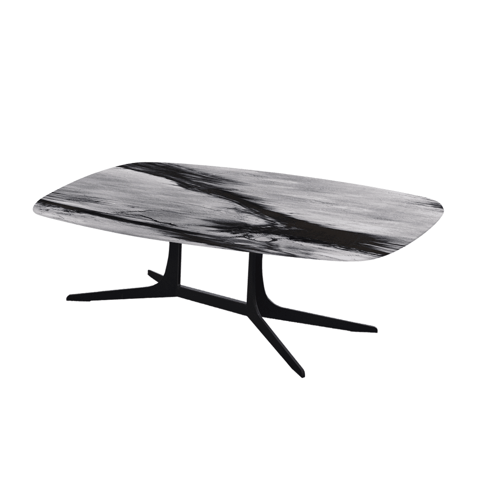 HANNA – Mix & Match Marble Coffee Table with Black Metal Leg (1200mm x 700mm)
