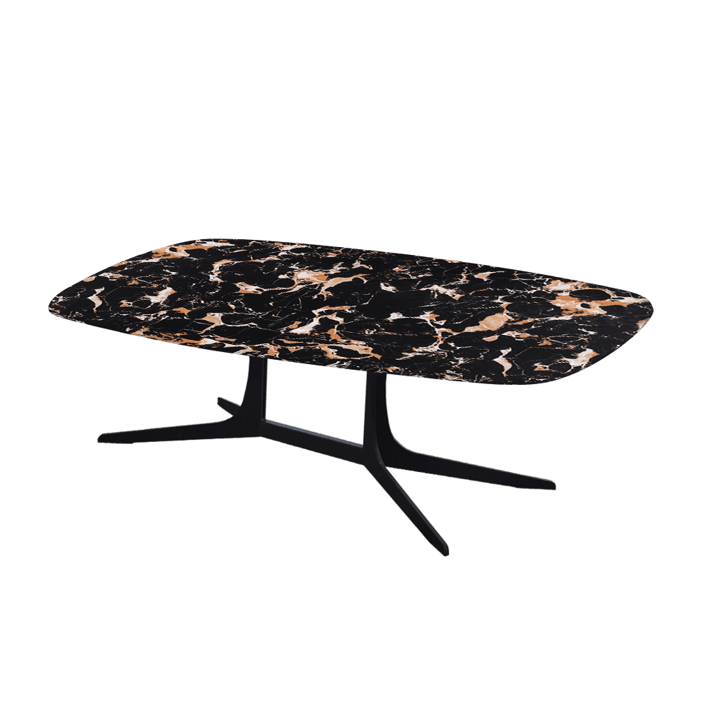HANNA – Mix & Match Marble Coffee Table with Black Metal Leg (1200mm x 700mm)