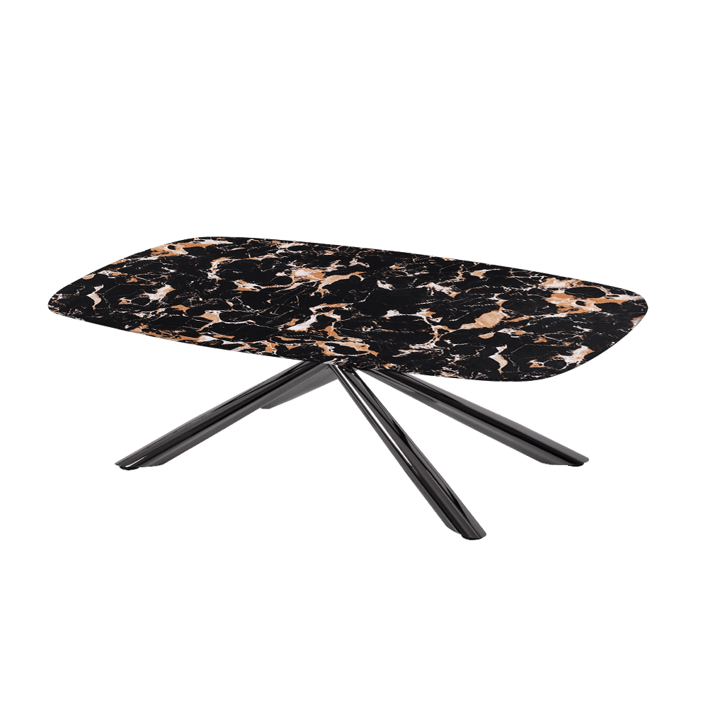 XYLIA – Mix & Match Marble Coffee Table with Black Glossy Metal Leg (1200mm x 700mm)