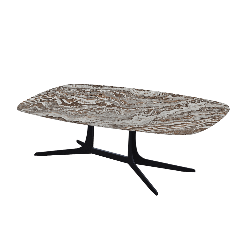 HANNA – Mix & Match Marble Coffee Table with Black Metal Leg (1200mm x 700mm)