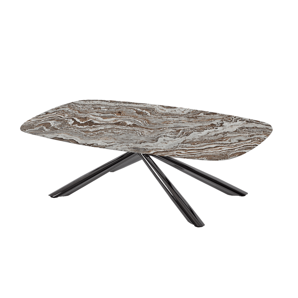XYLIA – Mix & Match Marble Coffee Table with Black Glossy Metal Leg (1200mm x 700mm)