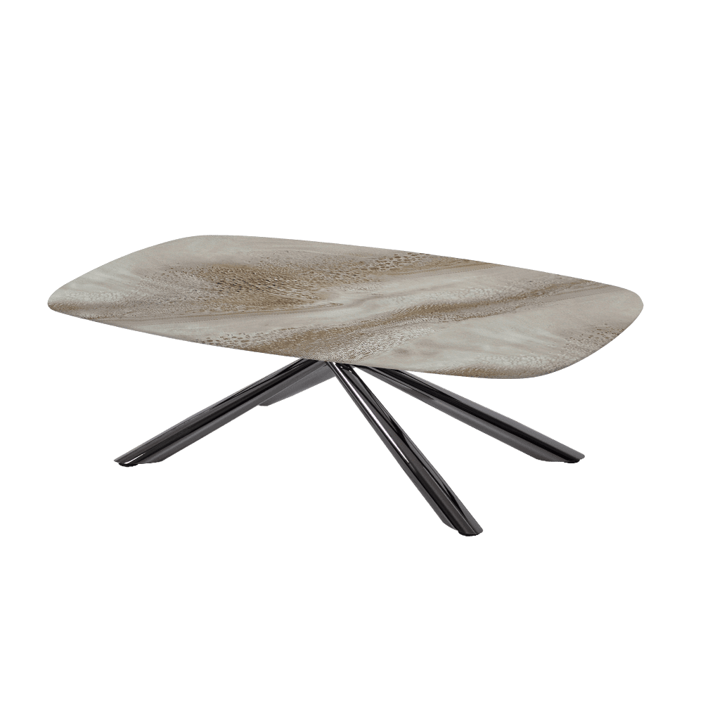 XYLIA – Mix & Match Marble Coffee Table with Black Glossy Metal Leg (1200mm x 700mm)