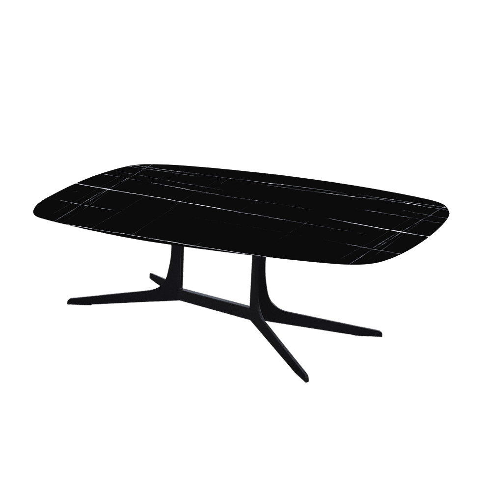 HANNA – Mix & Match Marble Coffee Table with Black Metal Leg (1200mm x 700mm)