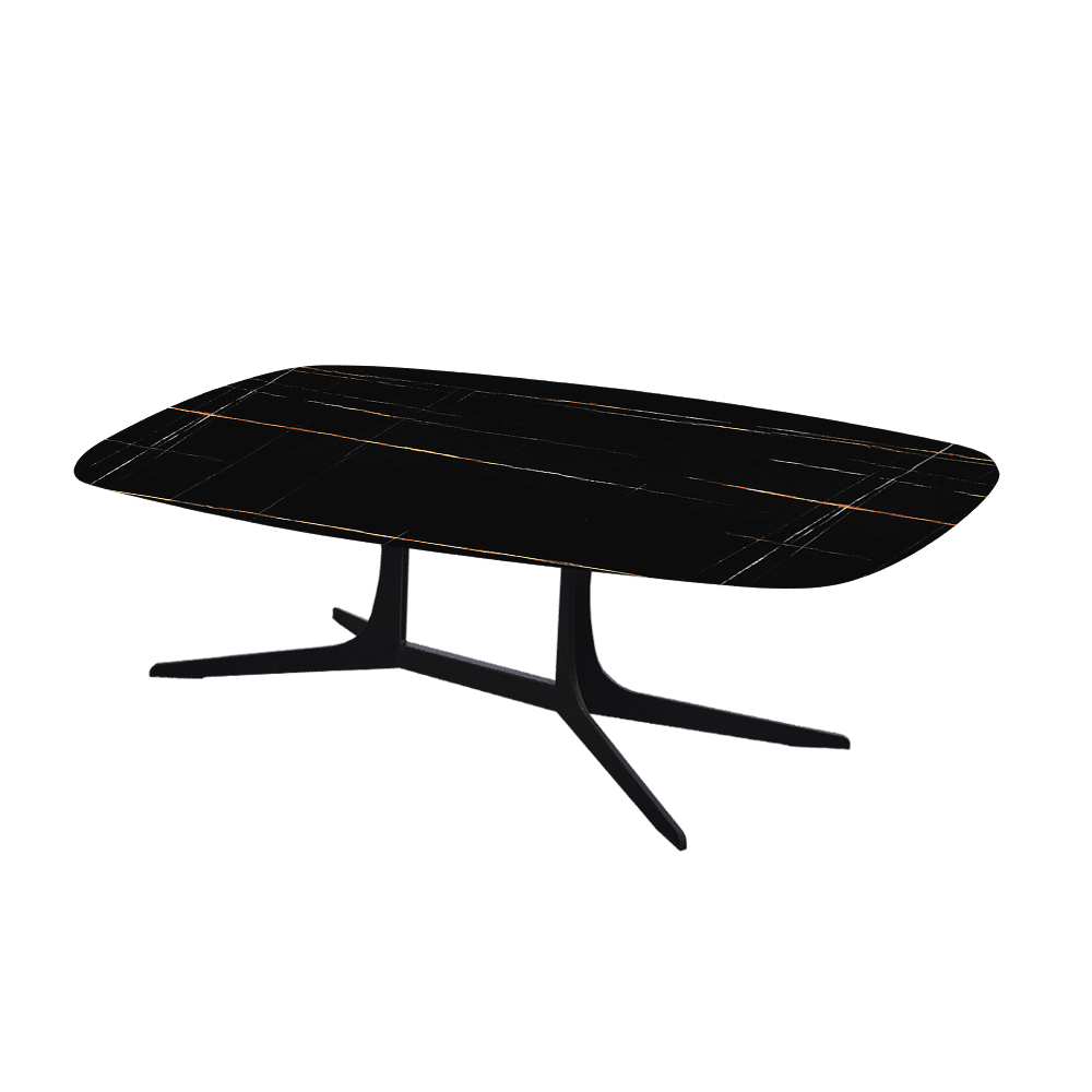 HANNA – Mix & Match Marble Coffee Table with Black Metal Leg (1200mm x 700mm)