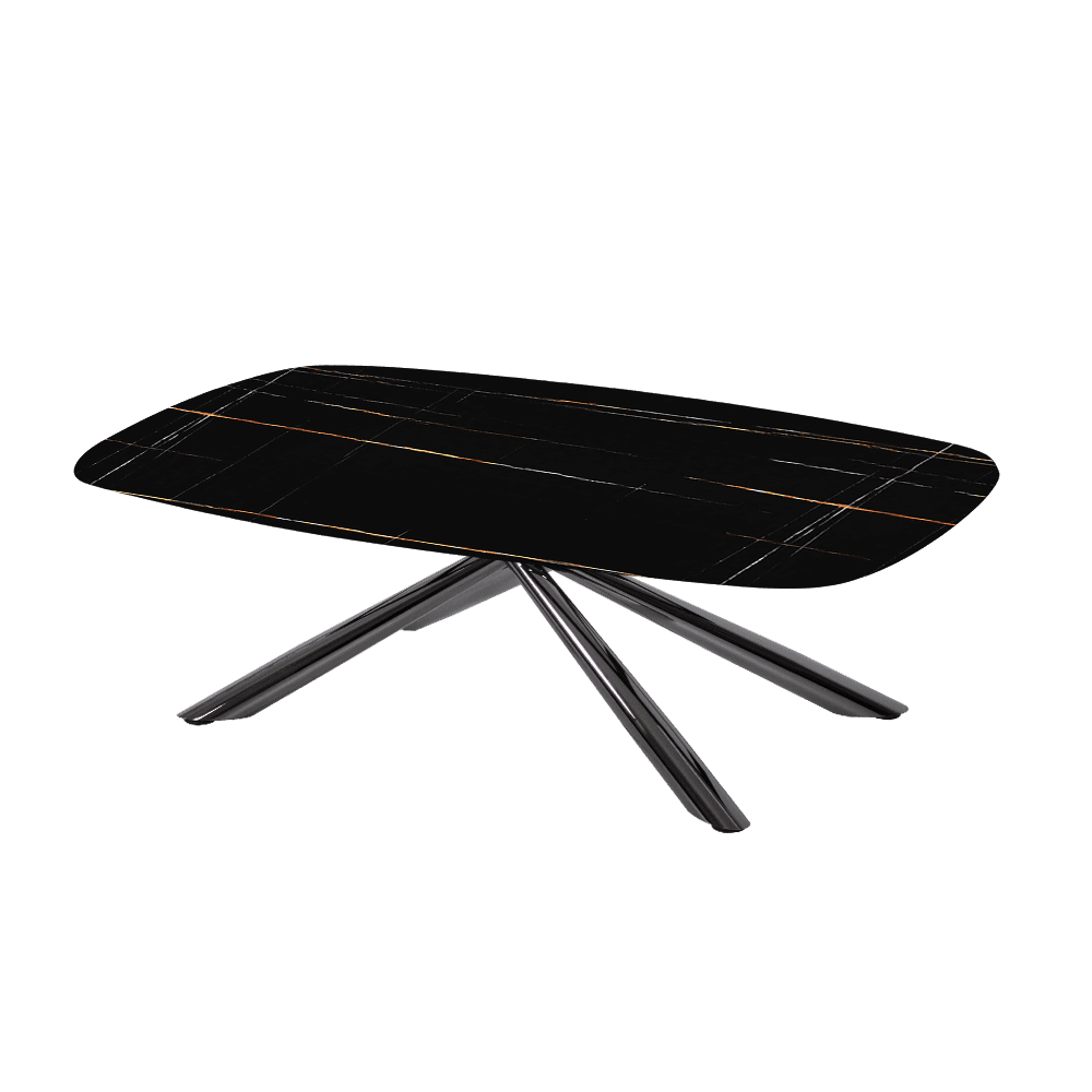 XYLIA – Mix & Match Marble Coffee Table with Black Glossy Metal Leg (1200mm x 700mm)