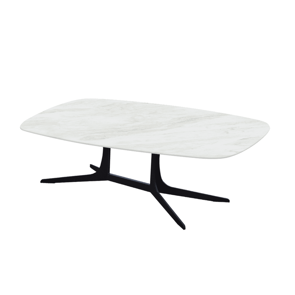 HANNA – Mix & Match Marble Coffee Table with Black Metal Leg (1200mm x 700mm)