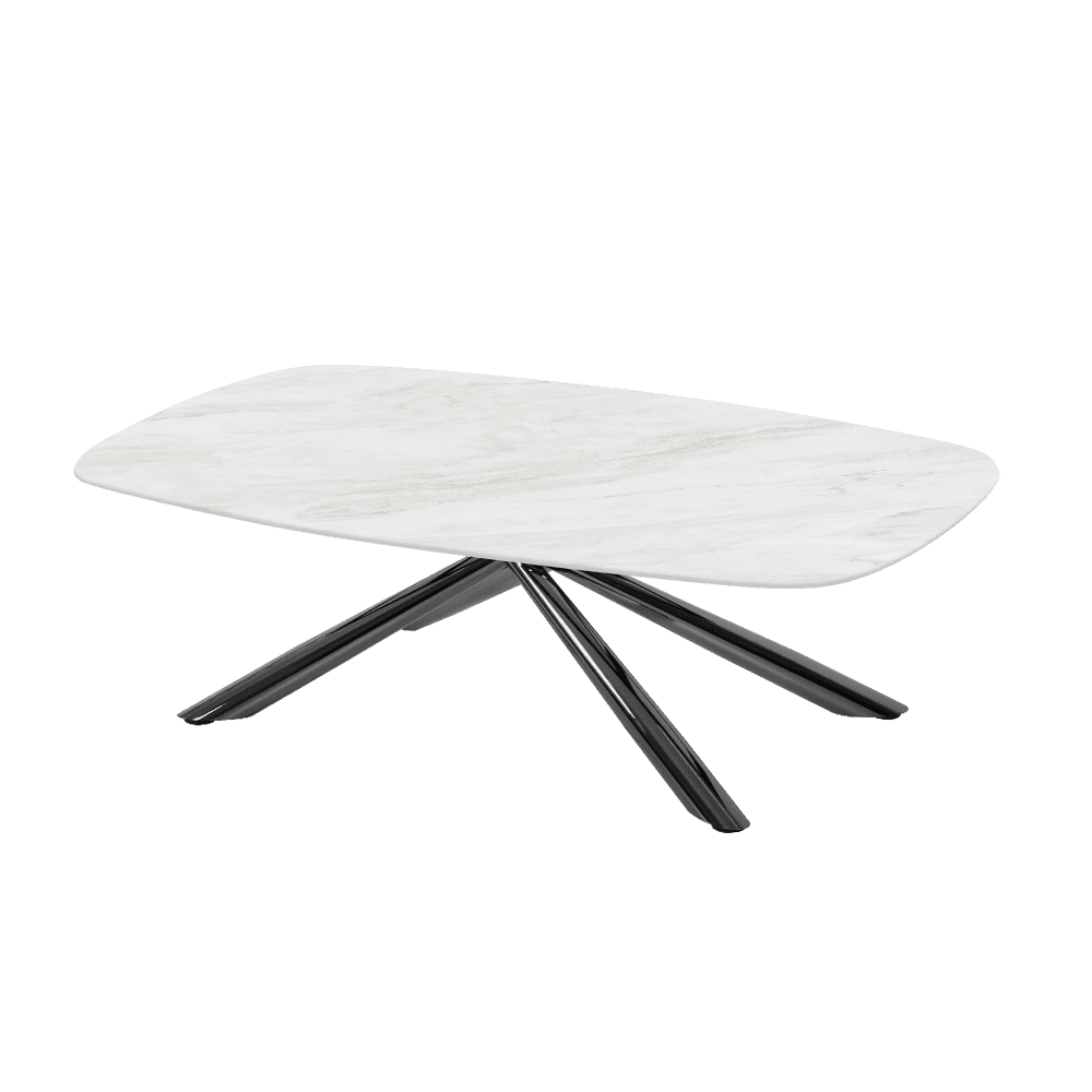XYLIA – Mix & Match Marble Coffee Table with Black Glossy Metal Leg (1200mm x 700mm)
