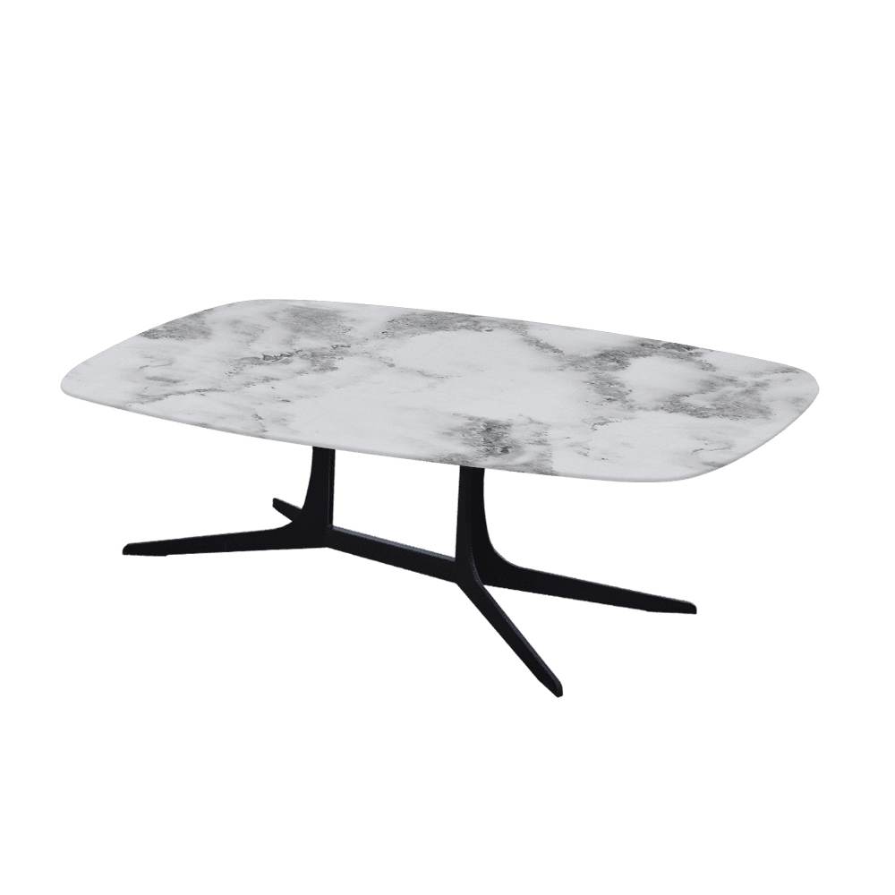 HANNA – Mix & Match Marble Coffee Table with Black Metal Leg (1200mm x 700mm)