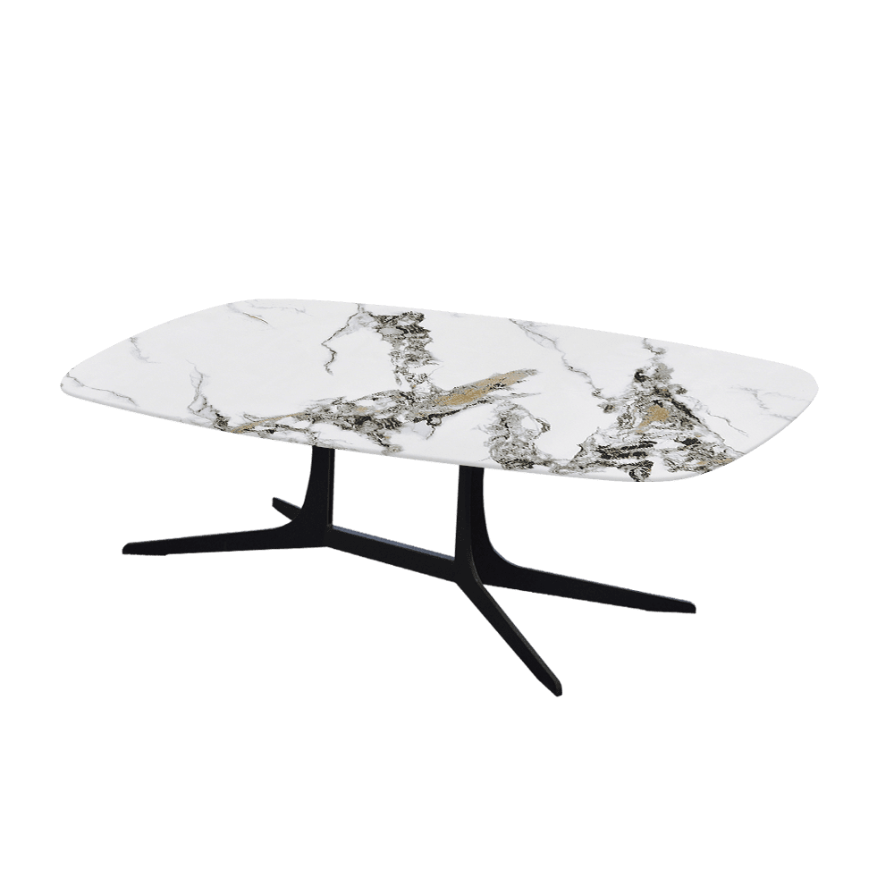 HANNA – Mix & Match Marble Coffee Table with Black Metal Leg (1200mm x 700mm)