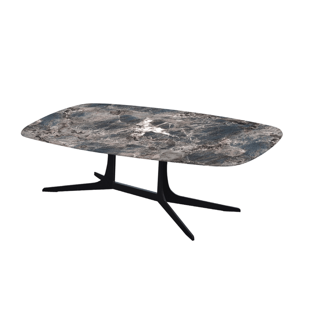 HANNA – Mix & Match Marble Coffee Table with Black Metal Leg (1200mm x 700mm)