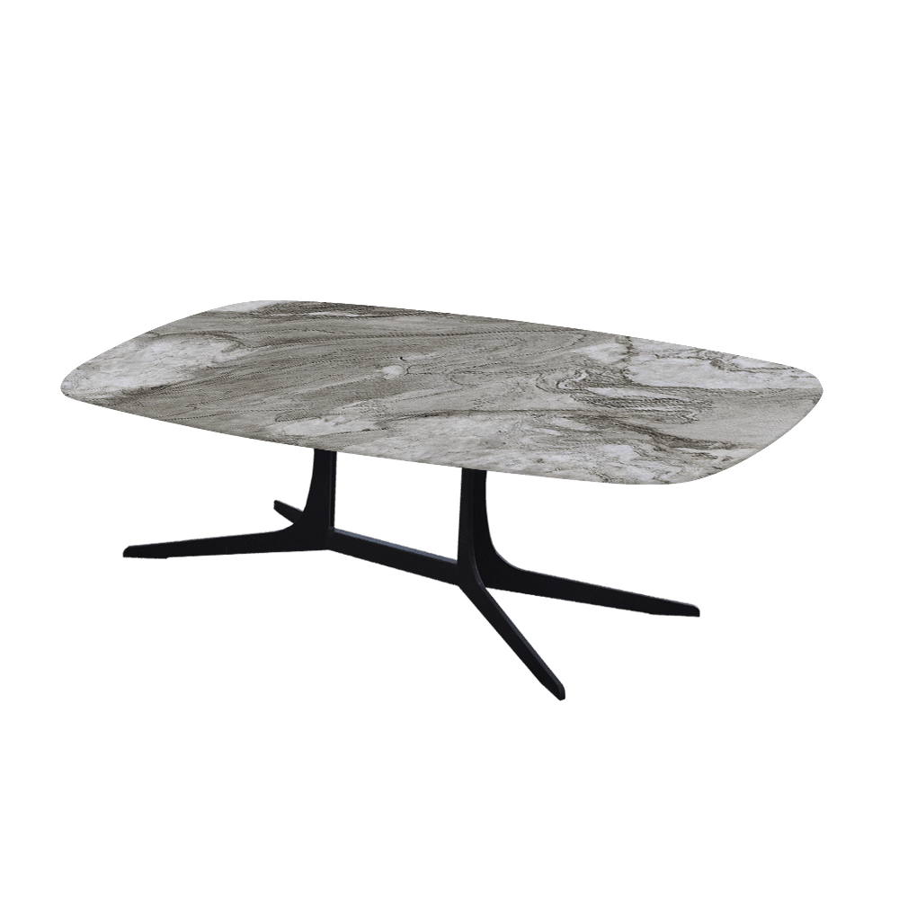 HANNA – Mix & Match Marble Coffee Table with Black Metal Leg (1200mm x 700mm)