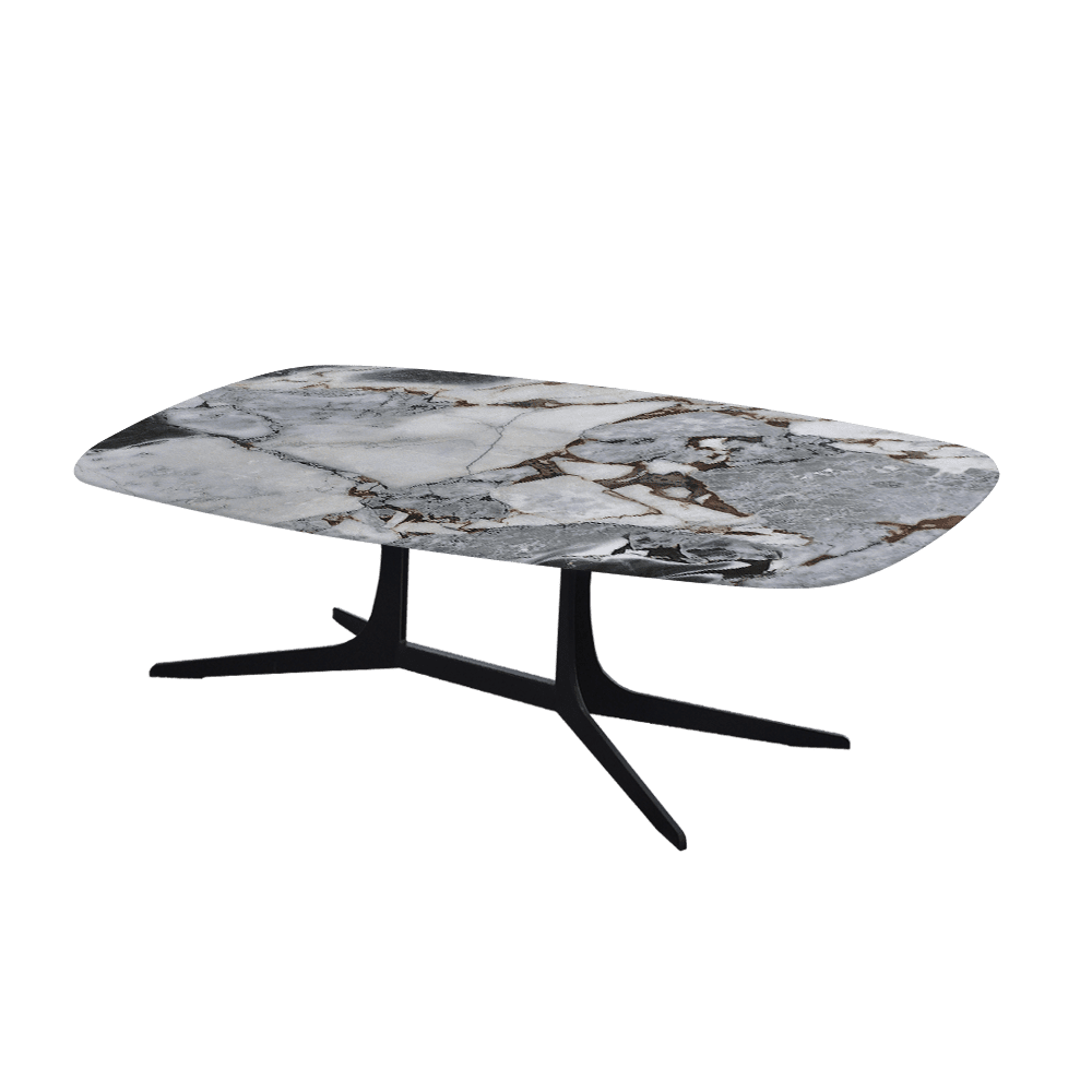 HANNA – Mix & Match Marble Coffee Table with Black Metal Leg (1200mm x 700mm)
