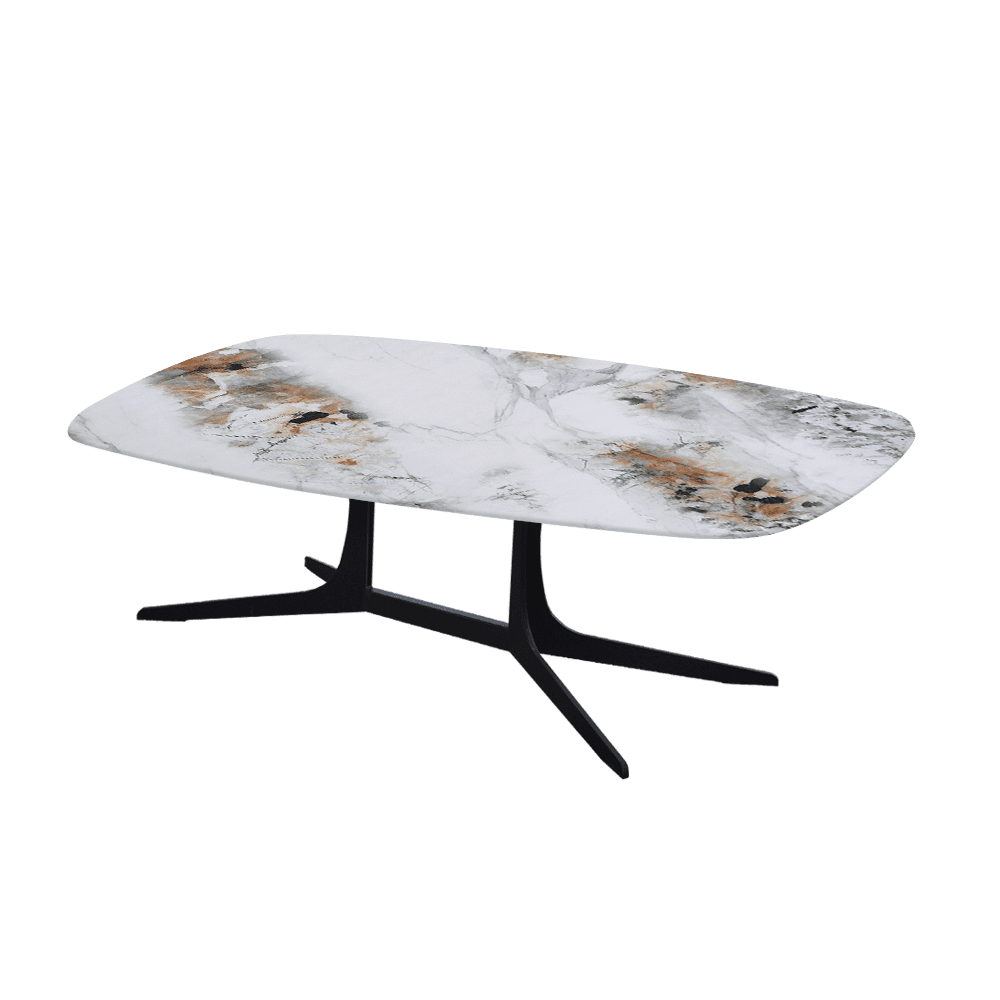 HANNA – Mix & Match Marble Coffee Table with Black Metal Leg (1200mm x 700mm)