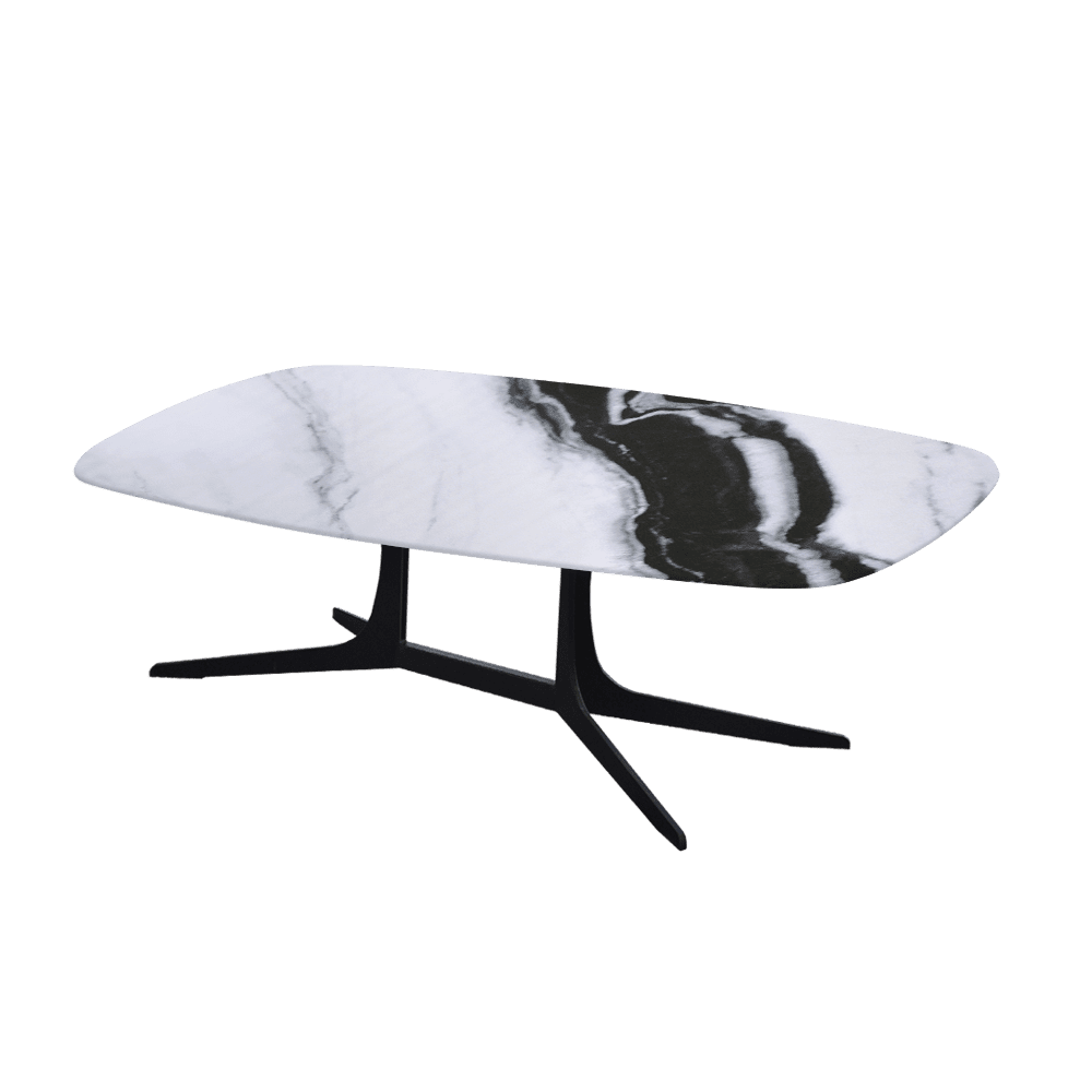 HANNA – Mix & Match Marble Coffee Table with Black Metal Leg (1200mm x 700mm)