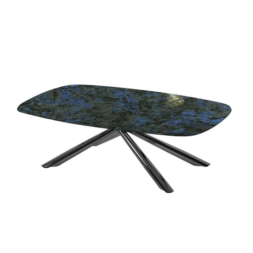 XYLIA – Mix & Match Marble Coffee Table with Black Glossy Metal Leg (1200mm x 700mm)