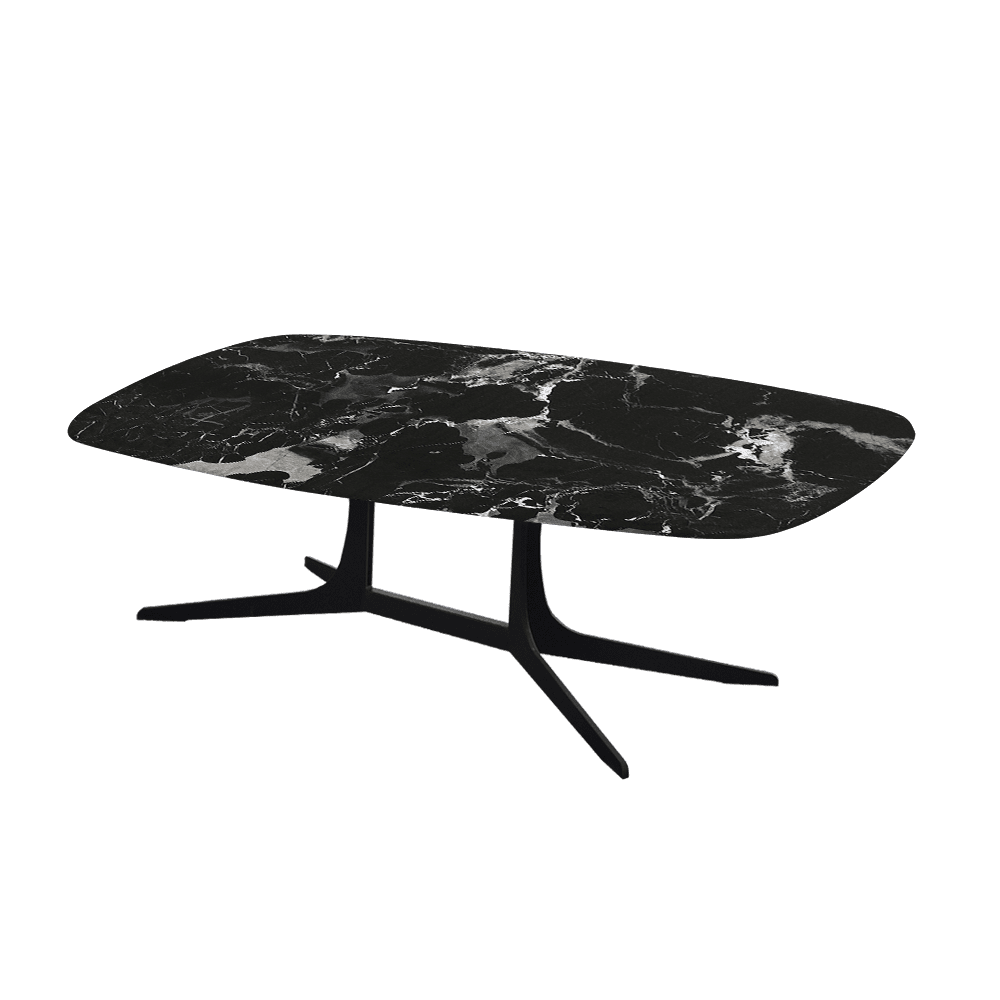 HANNA – Mix & Match Marble Coffee Table with Black Metal Leg (1200mm x 700mm)
