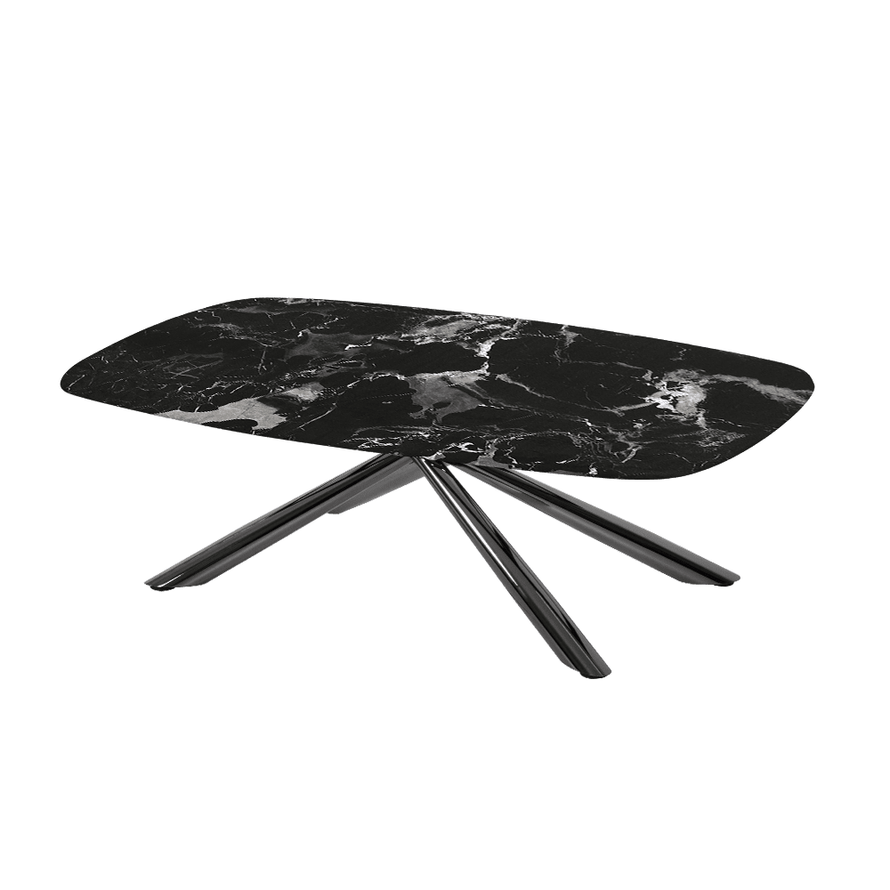 XYLIA – Mix & Match Marble Coffee Table with Black Glossy Metal Leg (1200mm x 700mm)