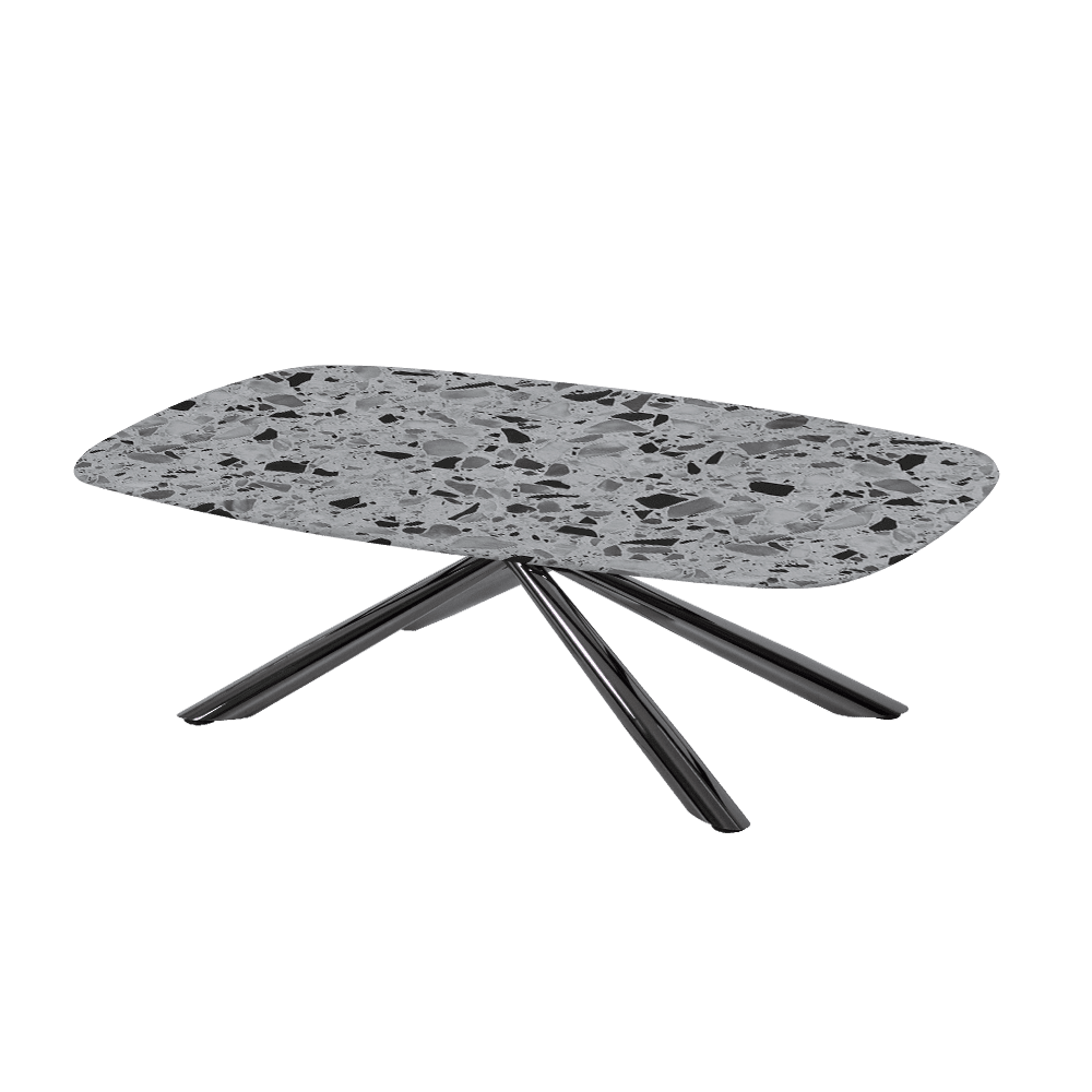 XYLIA – Mix & Match Marble Coffee Table with Black Glossy Metal Leg (1200mm x 700mm)
