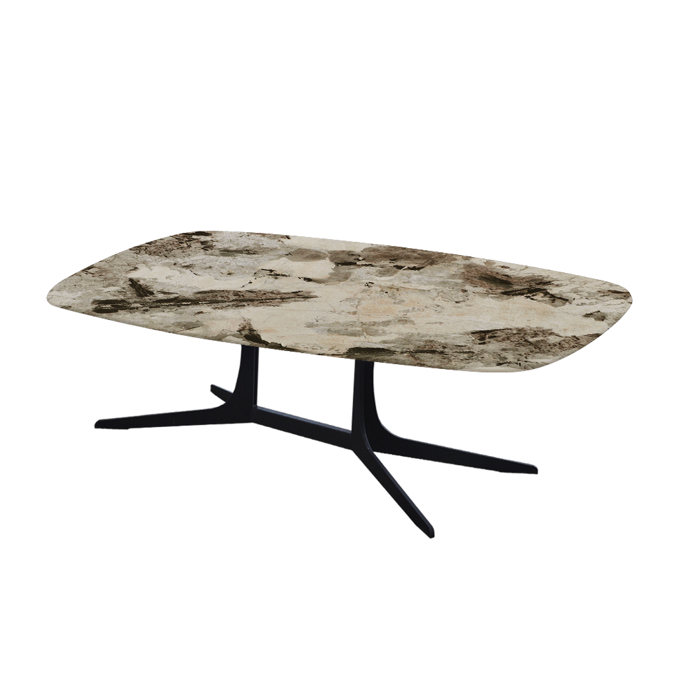 HANNA – Mix & Match Marble Coffee Table with Black Metal Leg (1200mm x 700mm)